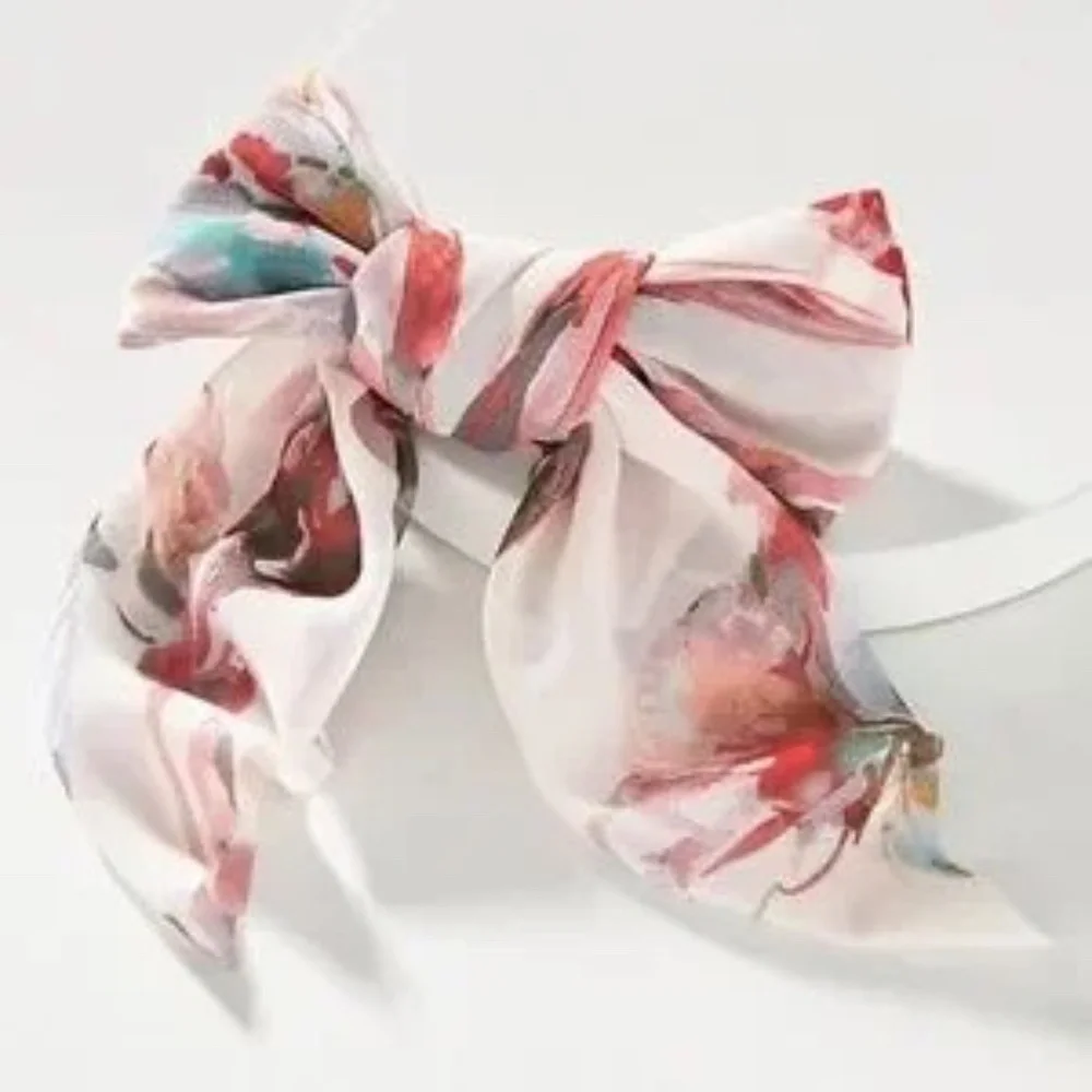 NWT Anthropologie Bridgette Floral Chiffon Hair Bow Barrette